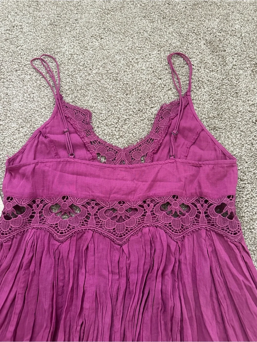 Free People Ilektra Lace Accent Cotton Slip Dress – Dahlia Mauve - Picture 12 of 15